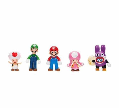 Kit com 5 Bonecos Toad,Luigi,Mario,Toadette,Nabbit Super Mario Sunny 4269