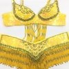 Conjunto de Dança Bordado Amarelo c/ Dourado Tam 34