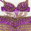 Conjunto de Dança Bordado Roxo Holográfico