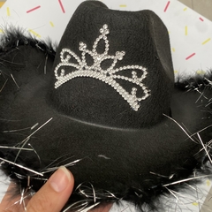 Sombrero Cowboy Negro Corona y plumas - comprar online