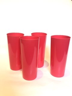 VASO TRAGO LARGO ROJO x 5unido