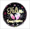 Globo Feliz Cumpleaños copas negro 45cm