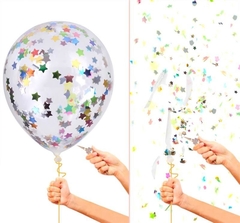 GLOBOS CRISTAL + CONFETI ESTRELLAS X 5 Unid - tienda online