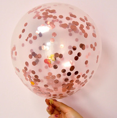 Globos latex Cristal Con Confeti Rosa gold x 5