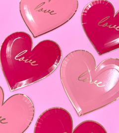 Platos Corazon Love Rosa x 8 unid - comprar online