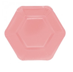 Plato hexagonal Rosa x 6 unid