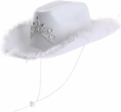 Sombrero Cowboy Blanco Corona y plumas - comprar online