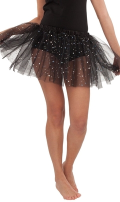 Tutu Pollera Negro brillos dorados - comprar online