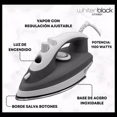 Plancha A Vapor Whitenblack Rpwb01 Acero Inoxidable 1100w Color Gris - comprar online