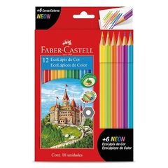 Lápices De Colores - EcoLápiz 12+6 Neón Colores Largos Faber-Castell