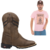 Combo Bota Texana Masculina Onix + Camiseta Masculina Rosa Wanted Algodão