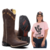 Bota Texana Feminina Café Arame + Camiseta Country Feminina Western Rosa Algodão