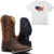 Combo Bota Texana Orange Chess + Camiseta Country EUA