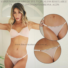 ANDRESSA CONJUNTO CON ARO DE TUL Y COLALESS REGULABLE DE TUL CON ENVIVADO ANDRESSA SOFIA A 1256SO