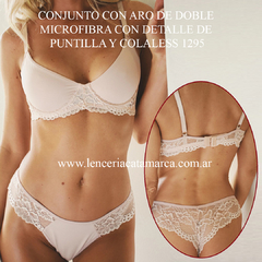 ANDRESSA CONJUNTO CON ARO DE DOBLE MICROFIBRA Y CON DETALLE DE PUNTILLA Y COLALESS SOFIA A 1295SO