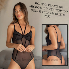 ANDRESSA BODY CON ARO DE TUL Y TERCIOPELO Y DOBLE TELA EN BUSTO NEGRO E 2057N