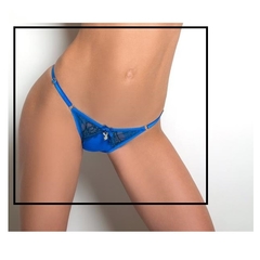 PLAYBOY COLALESS GLOSSY STRING DE PUNTILLA BICOLOR COMBINADA CON TUL REGULABLE 2354AA