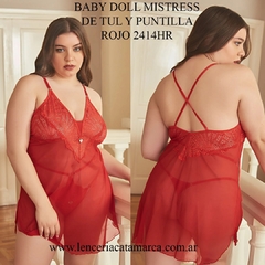 PLAYBOY BABY DOLL MISTRESS DE TUL Y PUNTILLA ROJO 2414HR