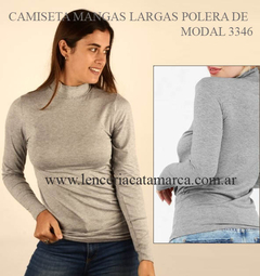 ETIQUETA CAMISETA MANGAS LARGAS POLERA DE MODAL GRIS 3346G