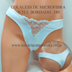 MEU BEM COLALESS DE MICROFIBRA Y TUL BORDADO BLANCO 340B