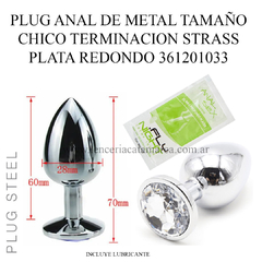 ST PLUG ANAL CHICO DE METAL PLATEADO CON STRAS NATURAL 361201033 / SF-70087