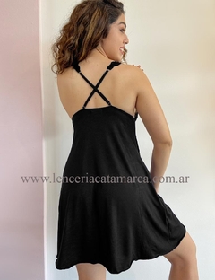 MEU BEM BABY DOLL DE MODAL Y PUNTILLA NEGRO 429N - comprar online