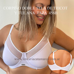 MEU BEM CORPIÑO DOBLE TELA DE TRICOT Y TUL ANA BLANCO TAZA B 456BB