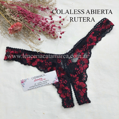 MORDISCO COLALESS DE ENCAJE ABIERTA NEGRO ROJO 45NRX