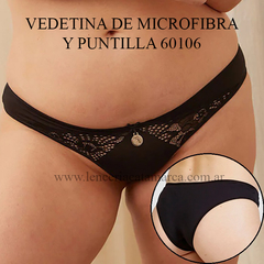 YVETTE VEDETINA CHANTAL DE MICROFIBRA CON DETALLES DE PUNTILLA NEGRO 60106N