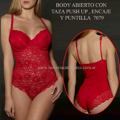 PAPILLON BODY CON TAZA PUSH UP DE ENCAJE Y PUNTILLA ROJO 7079R