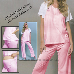 COCOT PIJAMA MATERNAL DOS PIEZAS MANGAS CORTAS Y PANATLON LARGO ROSADO 7137RO