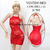 VESTIDO DE RED CON DIAMANTES SIN MANGAS ROJO 81705R