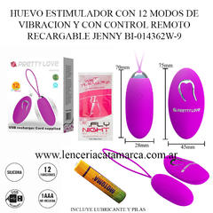 PRETTY LOVE HUEVO ESTIMULADOR CON 12 MODOS DE VIBRACION Y CON CONTROL REMOTO RECARGABLE JENNY BI-014362W-9