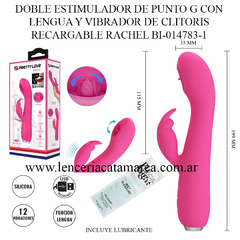 PRETTY LOVE DOBLE ESTIMULADOR DE PUNTO G CON LENGUA Y VIBRADOR DE CLITORIS RECARGABLE RACHEL BI-014783-1