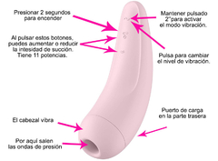 SATISFYER SUCCIONADOR DE CLITORIS 11 MODOS DE PRECION DE AIRE Y 11 MODOS DE VIBRACION RECARGABLE Y BLUETOOTH CURVY2+ 7519 / 1852 - tienda online