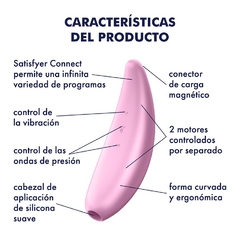 SATISFYER SUCCIONADOR DE CLITORIS 11 MODOS DE PRECION DE AIRE Y 11 MODOS DE VIBRACION RECARGABLE Y BLUETOOTH CURVY3+ 7526 - CATAMARCASEX LENCERIA Y SEX SHOP