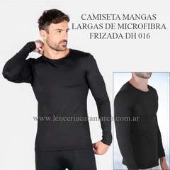 ETIQUETA CAMISETA HOMBRE MANGAS LARGAS DE MICROFIBRA FRIZADA NEGRO DH 016N