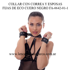 INFARTA COLLAR CON CORREA Y ESPOSAS FIJAS DE ECO CUERO NEGRO FA-0642-01-1 - tienda online