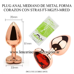 INFARTA PLUG ANAL MEDIANO DE METAL FORMA CORAZON CON STRAS FT-MGJ53-MRED