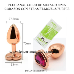 ST PLUG ANAL CHICO DE METAL FORMA CORAZON CON STRAS FT-MGJ53-S PURPLE