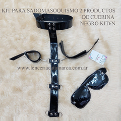 SADO KIT PARA SADOMASOQUISMO 2 PRODUCTOS DE CUERINA NEGRO KIT6N