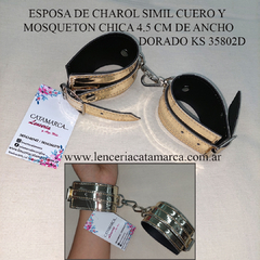 SADO ESPOSA DE CHAROL SIMIL CUERO Y MOSQUETON CHICA 4.5 CM DE ANCHO DORADO KS 35802D