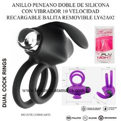 ST ANILLO PENEANO DOBLE CON VIBRADOR RECARGABLE 10 VELOCIDADES LY62A02-010