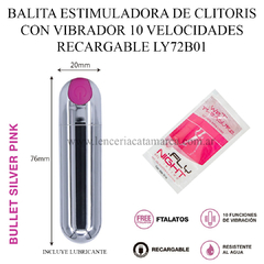 ST BALITA ESTIMULADORA CON VIBRADOR SILVER BULLET PINK RECARGABLE 10 VELOCIDADES LY72B01-027