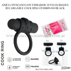 ST ANILLO PENEANO CON VIBRADOR 10 VELOCIDADES RECARGABLE COCK RING LY88B09-010 BLACK