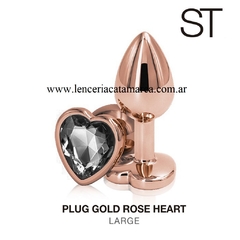 ST PLUG ANAL GRANDE DE METAL CORAZON GOLD ROSE HEART M003-2-L BLACK