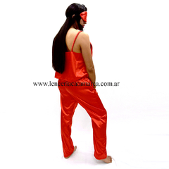 DELT PIJAMA DE SATEN REMERA Y PANTALON LARGO ROJO MAJOR - comprar online