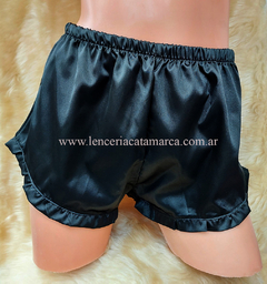 DELT SHORT SATEN CON VOLADOS NEGRO SHORTN - CATAMARCASEX LENCERIA Y SEX SHOP