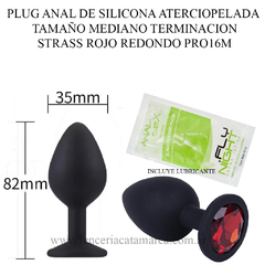 CAIMAN PLUG ANAL DE SILICONA MEDIANO CON STRAS ROJO PR016M-22 / SF-70831