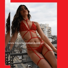 MARGA CONJUNTO TRIANGULO DE ENCAJE Y ARNES SUPERIOR Y INFERIOR CON COLALESS 2 TIRAS SET ESTRELLAR - CATAMARCASEX LENCERIA Y SEX SHOP